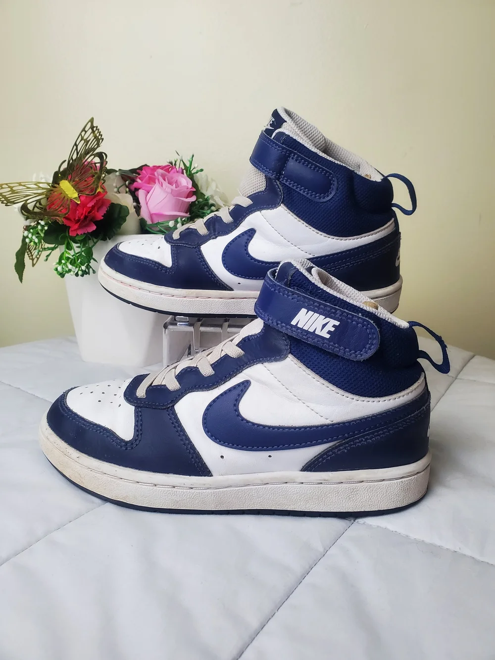 Nike Court Borough Mid 2 White Blue Size 1.5Y